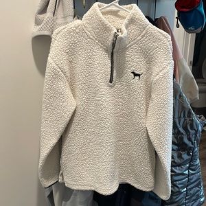 Victoria Secret Pink Sherpa Like Womens XS Quarter Zip